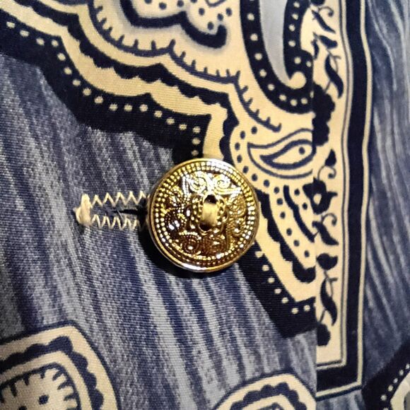 Vintage Susan Graver Button Up Blouse 2XL Red Blue Paisley Patriotic 4th of July - Picture 4 of 7